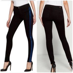 Paige Hoxton Ultra Skinny Jeans, Electric Blue Tux Stripe, sz 26, Black/Blue